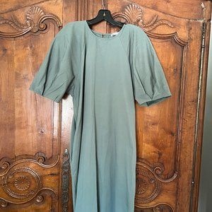 Bottle Green Dress with Balloon Sleeves